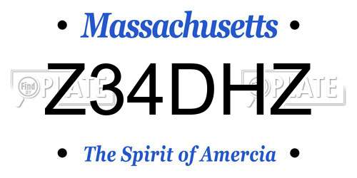 Z34DHZ Massachusetts License Plate