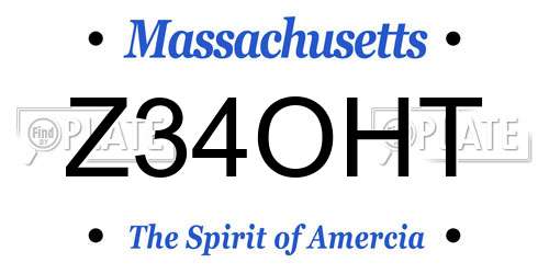 Z34OHT Massachusetts License Plate