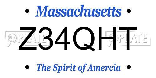 Z34QHT Massachusetts License Plate