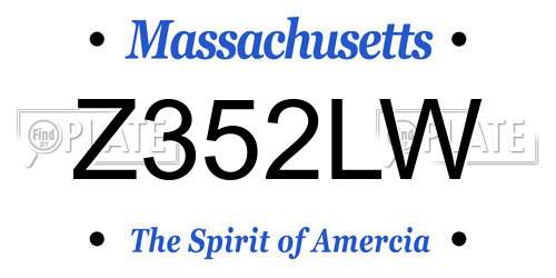 Z352LW Massachusetts License Plate
