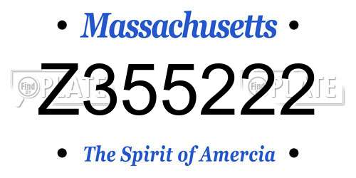 Z355222 Massachusetts License Plate