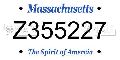 Z355227 Massachusetts License Plate