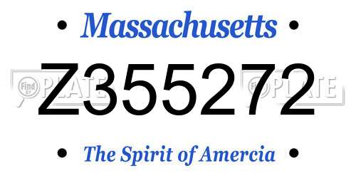 Z355272 Massachusetts License Plate