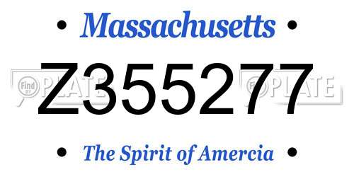 Z355277 Massachusetts License Plate