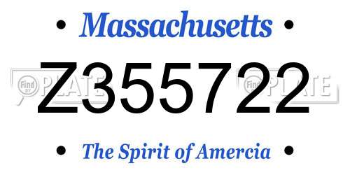 Z355722 Massachusetts License Plate