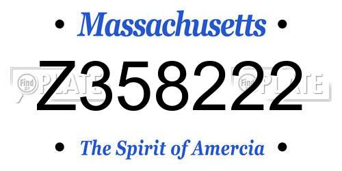 Z358222 Massachusetts License Plate