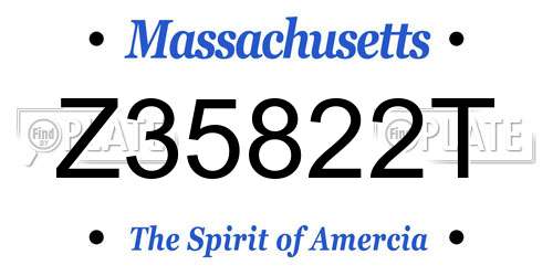 Z35822T Massachusetts License Plate