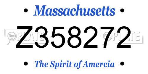 Z358272 Massachusetts License Plate