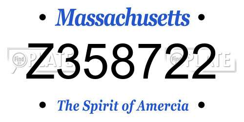 Z358722 Massachusetts License Plate