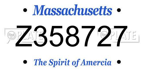 Z358727 Massachusetts License Plate