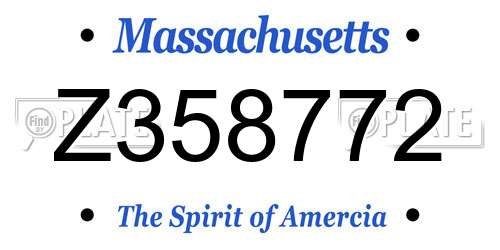 Z358772 Massachusetts License Plate