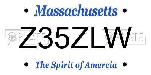 Z35ZLW Massachusetts License Plate