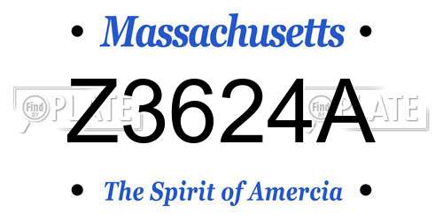 Z3624A Massachusetts License Plate