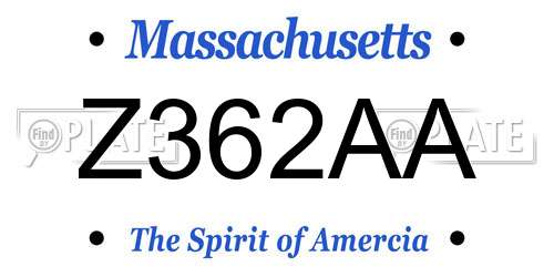 Z362AA Massachusetts License Plate