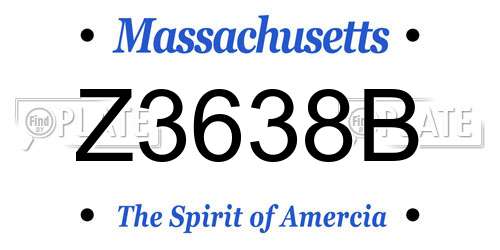 Z3638B Massachusetts License Plate
