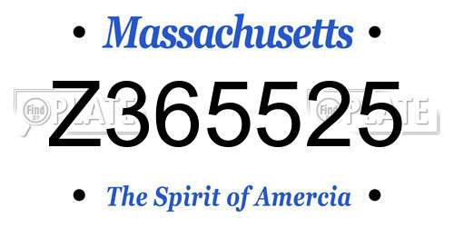 Z365525 Massachusetts License Plate