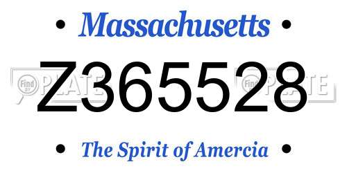 Z365528 Massachusetts License Plate