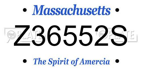 Z36552S Massachusetts License Plate