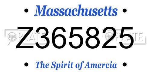 Z365825 Massachusetts License Plate