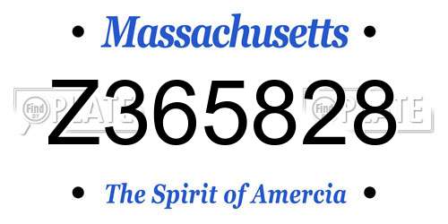 Z365828 Massachusetts License Plate