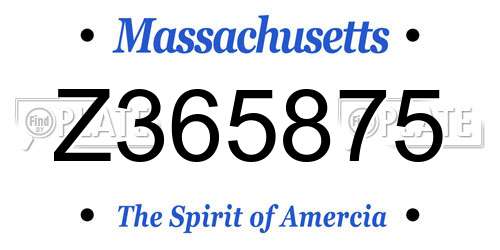 Z365875 Massachusetts License Plate