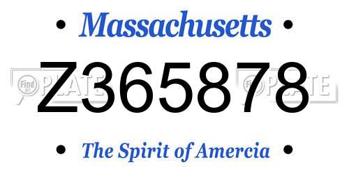 Z365878 Massachusetts License Plate