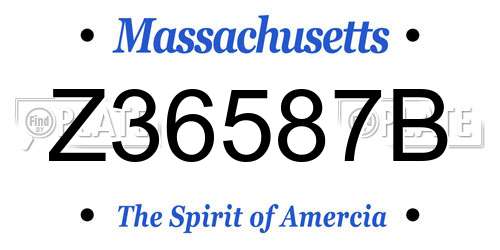 Z36587B Massachusetts License Plate