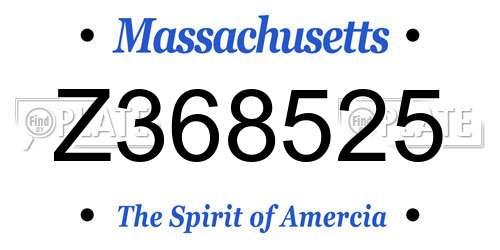 Z368525 Massachusetts License Plate