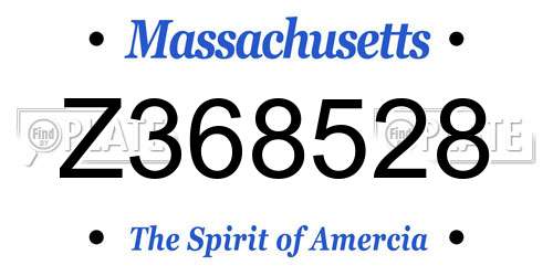 Z368528 Massachusetts License Plate