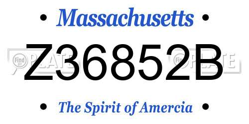 Z36852B Massachusetts License Plate