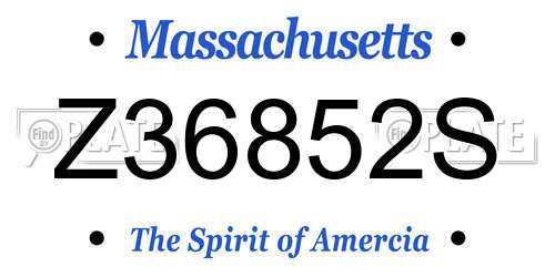 Z36852S Massachusetts License Plate