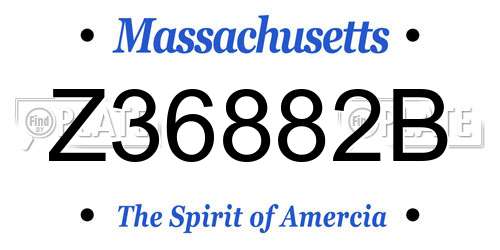 Z36882B Massachusetts License Plate