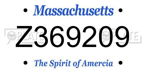 Z369209 Massachusetts License Plate