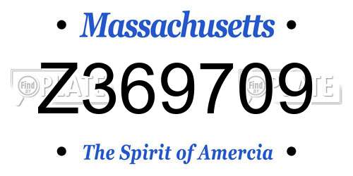 Z369709 Massachusetts License Plate