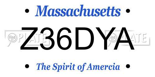 Z36DYA Massachusetts License Plate