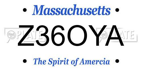 Z36OYA Massachusetts License Plate