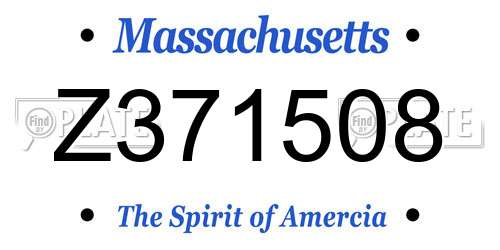 Z371508 Massachusetts License Plate