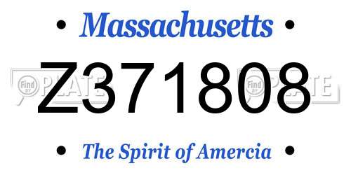 Z371808 Massachusetts License Plate