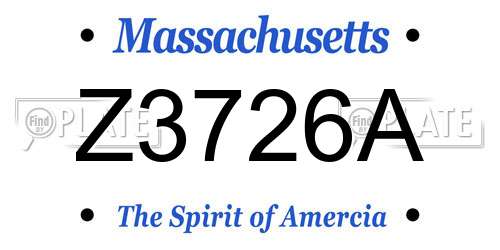 Z3726A Massachusetts License Plate