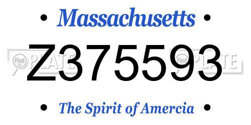 Z375593 Massachusetts License Plate