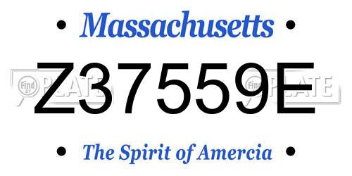 Z37559E Massachusetts License Plate