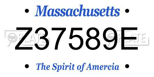Z37589E Massachusetts License Plate
