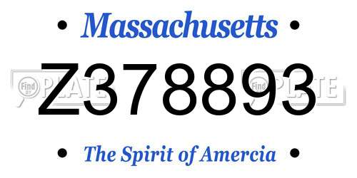 Z378893 Massachusetts License Plate