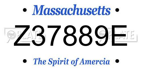 Z37889E Massachusetts License Plate