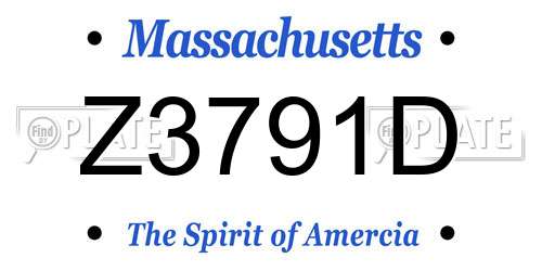 Z3791D Massachusetts License Plate