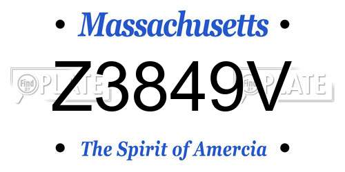 Z3849V Massachusetts License Plate