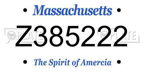 Z385222 Massachusetts License Plate