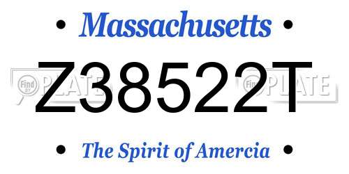Z38522T Massachusetts License Plate