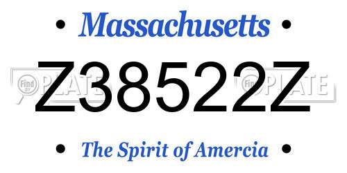 Z38522Z Massachusetts License Plate