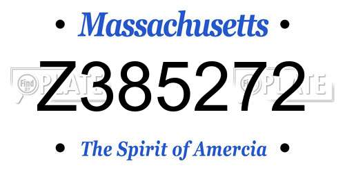 Z385272 Massachusetts License Plate